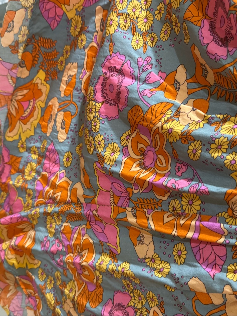 Floral Tie-Front Peasant Romper in Gray, Pink & Orange - Picture 6 of 9